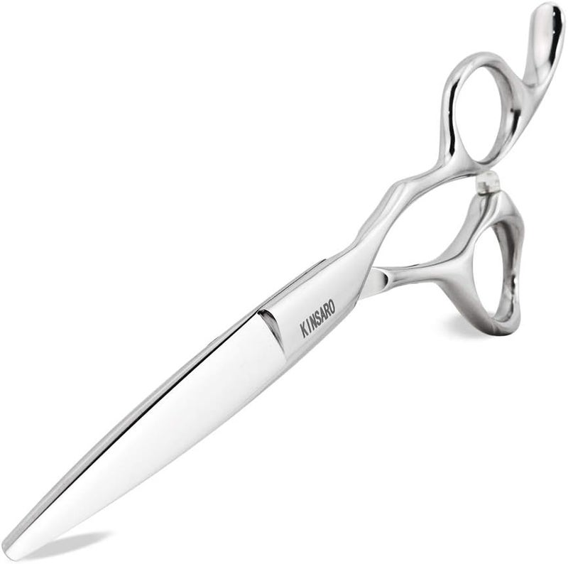 Professional Hair Shears 6" Silvery Blind Hole Sharp Hair Scissors Hair Cutting Scissors Barber Scissors Barber Shears Haircut Scissors Convex Edge 440C KINSARO