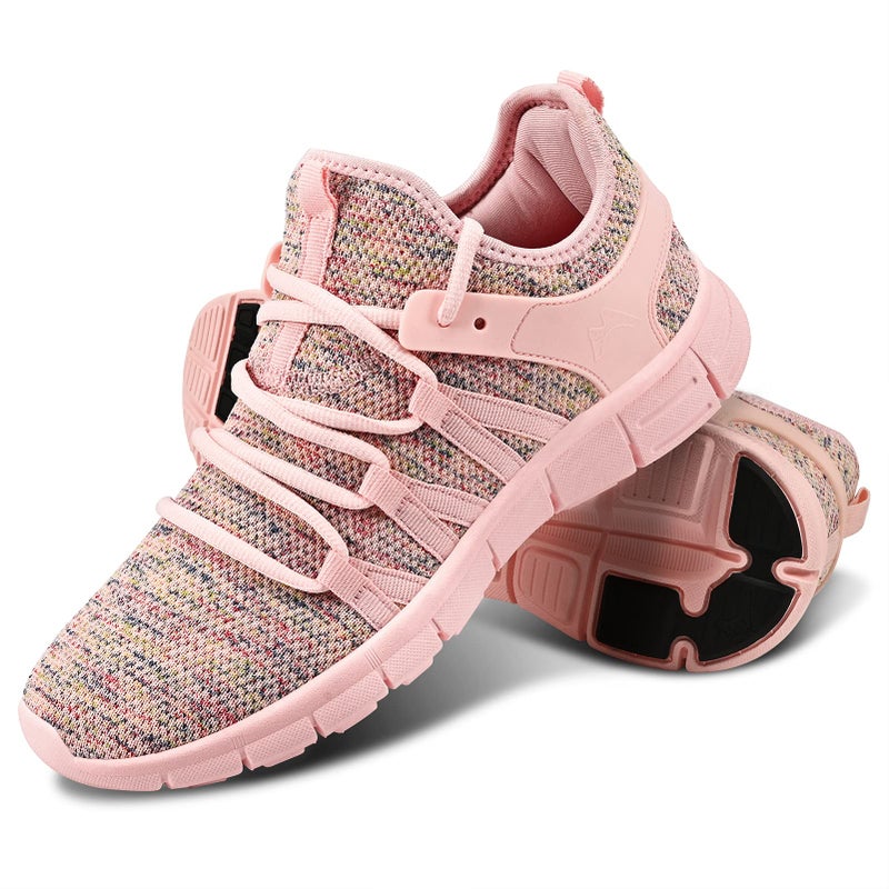 INZCOU Running Shoes Lightweight Tennis Shoes Non Slip Gym Workout Shoes Breathable Mesh Walking Sneakers Starry Pink 7women / 6men - Image 1