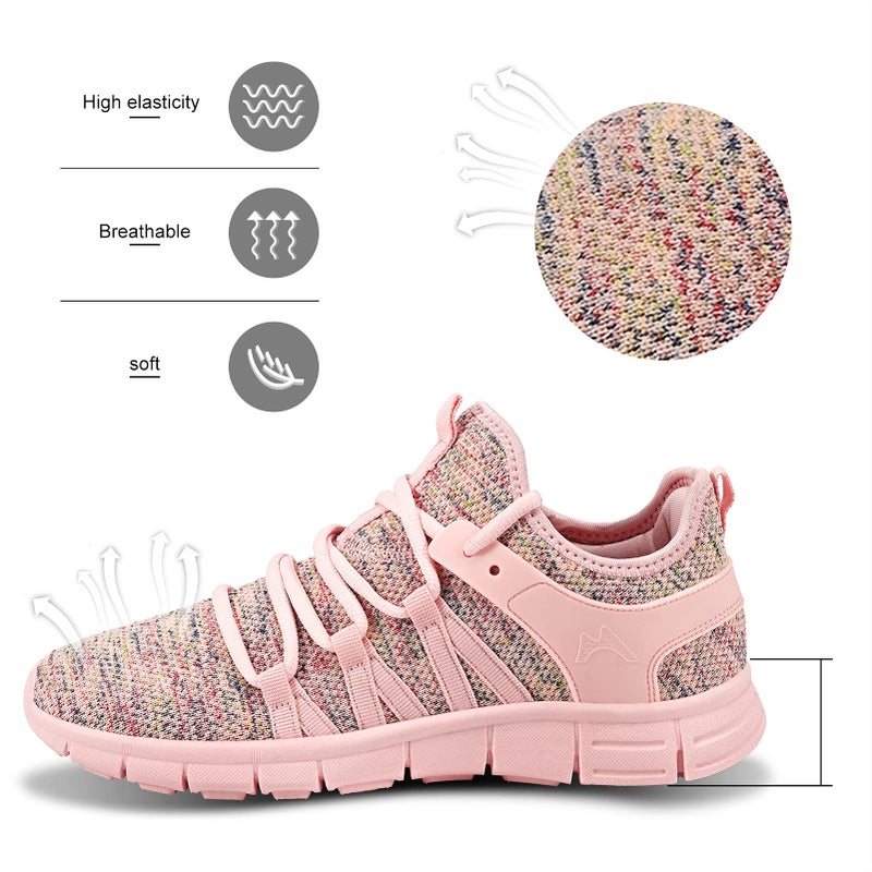 INZCOU Running Shoes Lightweight Tennis Shoes Non Slip Gym Workout Shoes Breathable Mesh Walking Sneakers Starry Pink 7women / 6men - Image 4