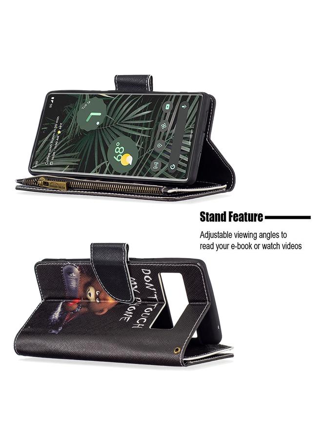 erorex Case For Google Pixel 6 Pro Colored Drawing Pattern Zipper Horizontal Flip Phone Leather Case with Holder & Card Slots & Wallet - Image 4