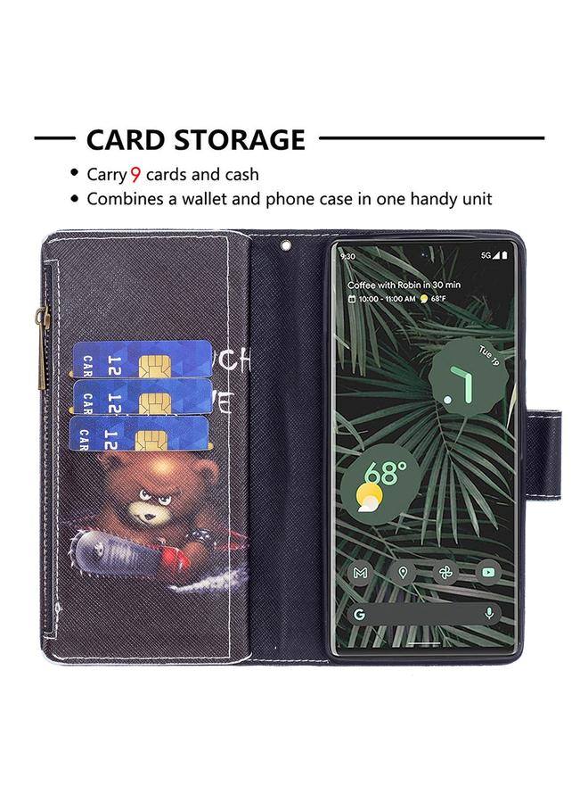 erorex Case For Google Pixel 6 Pro Colored Drawing Pattern Zipper Horizontal Flip Phone Leather Case with Holder & Card Slots & Wallet - Image 5