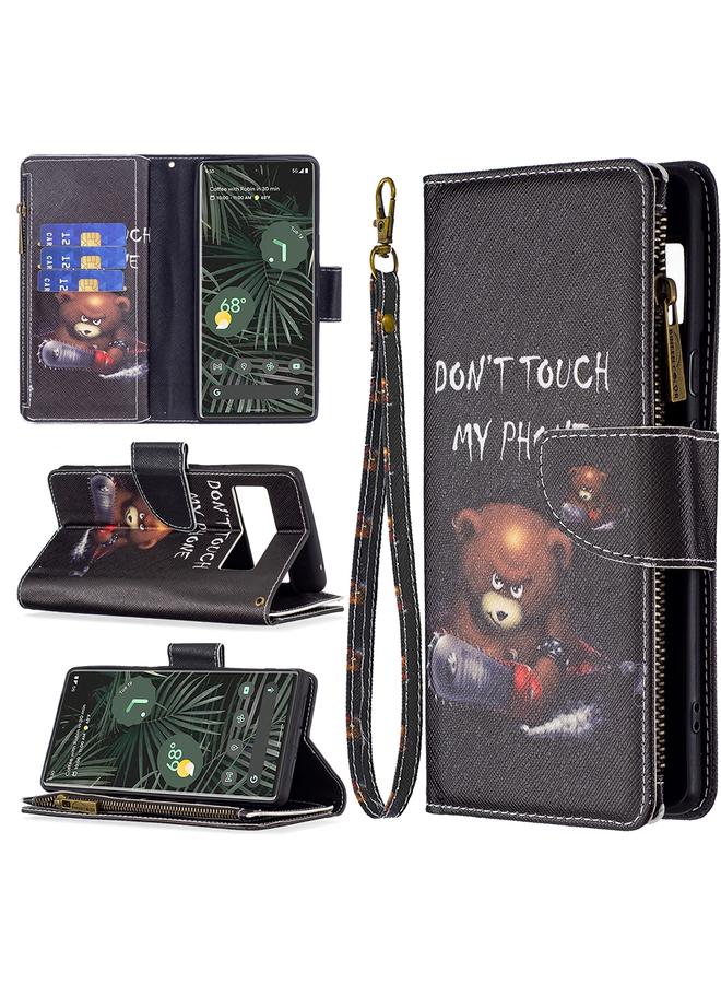 erorex Case For Google Pixel 6 Pro Colored Drawing Pattern Zipper Horizontal Flip Phone Leather Case with Holder & Card Slots & Wallet - Image 1