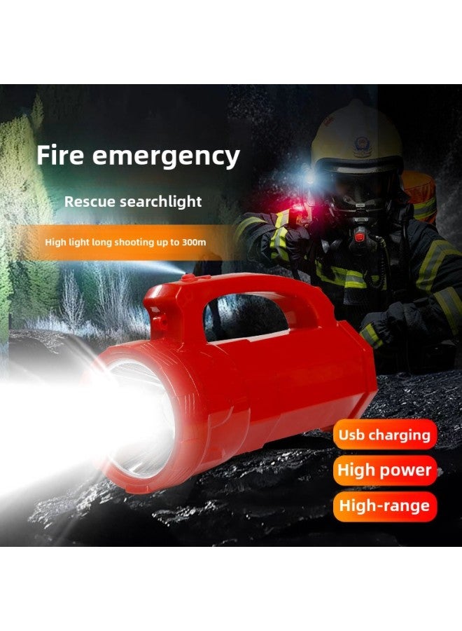 Loquat Fire Rescue Flashlight Rechargeable LED Light Rescue Searchlight Outdoor Emergency Light-Colors:Red - Image 1
