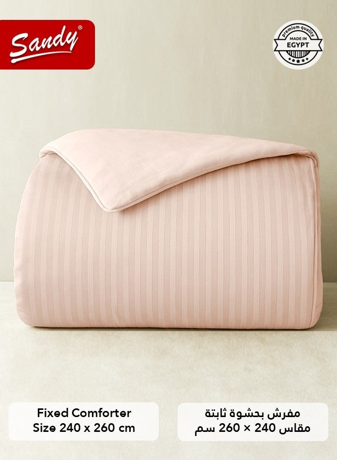 ساندي طقم مفرش فندقي قطن 100% نفرين، 5 قطع، يناسب سرير مزدوج 200×200 سم، ناعم وبارد ومريح، 100% قطن مصري 250 غرزة، لحاف بحشوة ثابتة كينج 240×260 سم، خربزي - Image 3