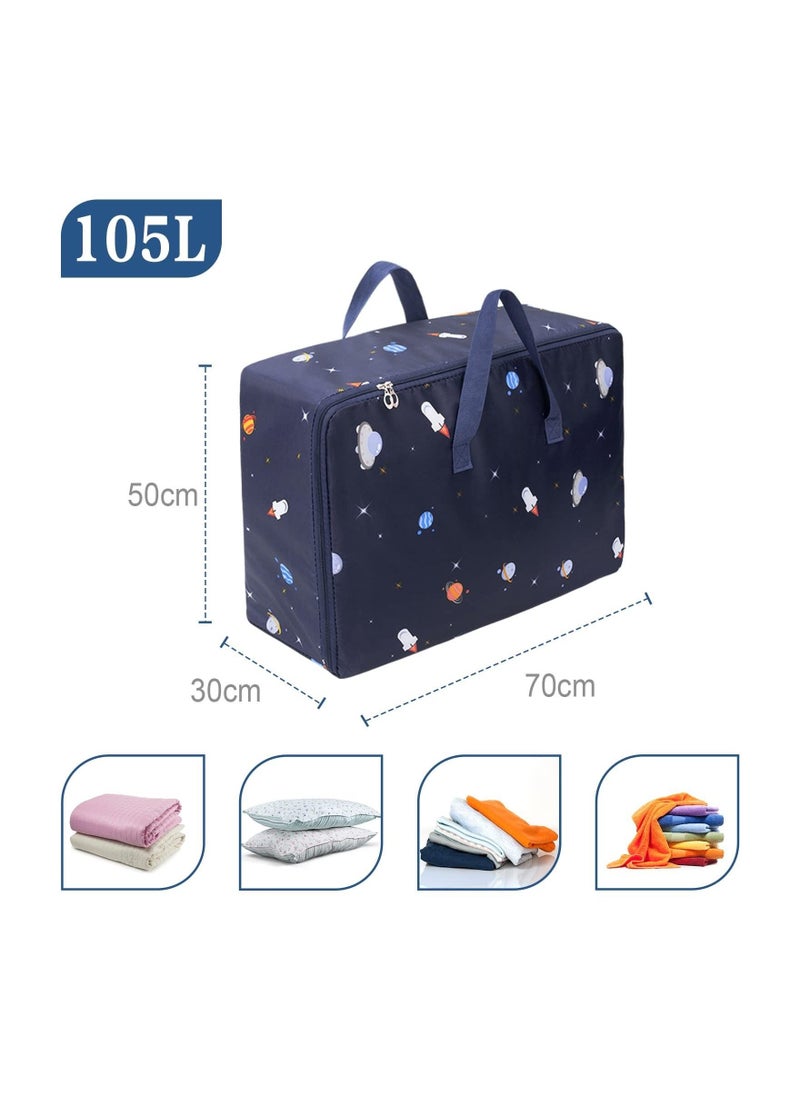 105L Clothing Storage Bags with Handle and Zipper,Travel Moving Bags for Clothes Throw Pillows Quilts Moisture proof Luggage Bags - Image 3