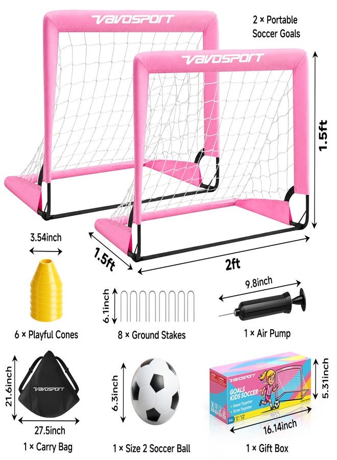 VAVOSPORT Mini Toddler Soccer Goal Set, 2 Pack 2x1.5 ft Soccer Goals for Backyard - Image 2