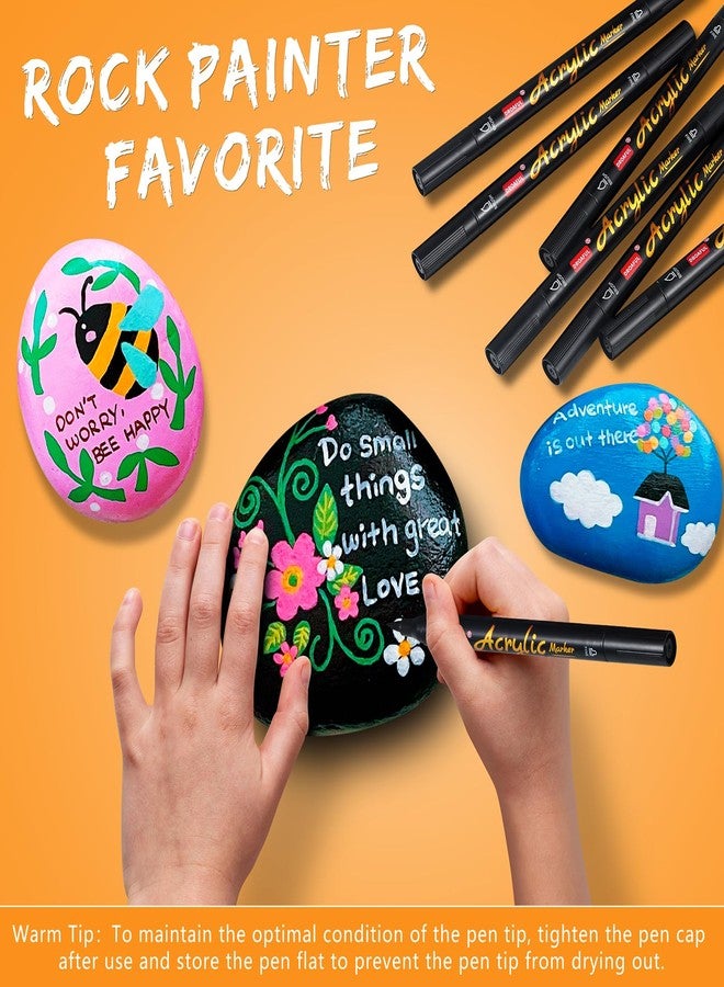 Droaful Black Acrylic Paint Pens Markers, 6 Pc Dual Tips Waterproof Paint Markers For Rock Painting, Fabric, Metal, Glass, Wood, Canvas, Ceramic, Pumpkins, Eggs, Plastic, Non-Toxic & Odor (6 Black) - Image 5