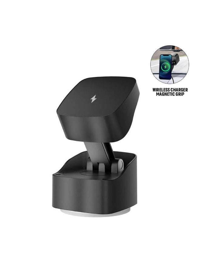 giftology VIRTON - Giftology Magnetic Car Phone Holder and 15W Wireless Charger - Black - Image 1