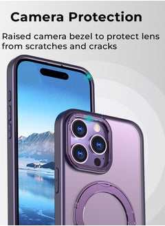 glassology iPhone 16 Pro Max 360° Rotate Ring Stand MagSafe Case Shockproof Wireless Charging Compatible Adjustable Kickstand (Purple)  - Image 4