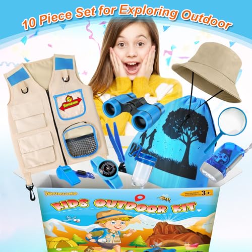 YOPINSAND Kids Explorer Kit Bug Catcher Kit Kids Camping Gear Outdoor Exploration Set with Vest Hat Backpack Ideal Outdoor Camping Adventure Toys for Boys Girls - Image 5