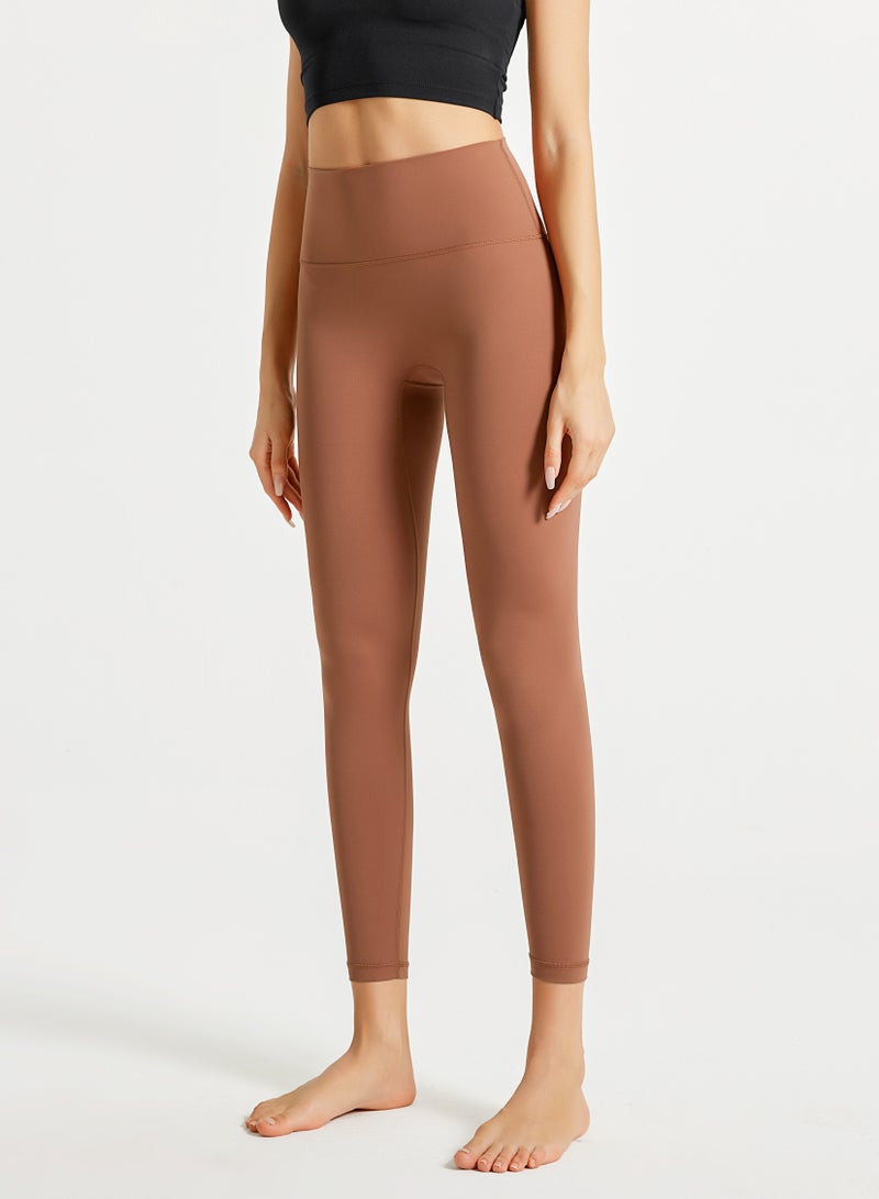 Loquat Women Quick Dry Breathable Yoga Leggings Brown  - Image 1