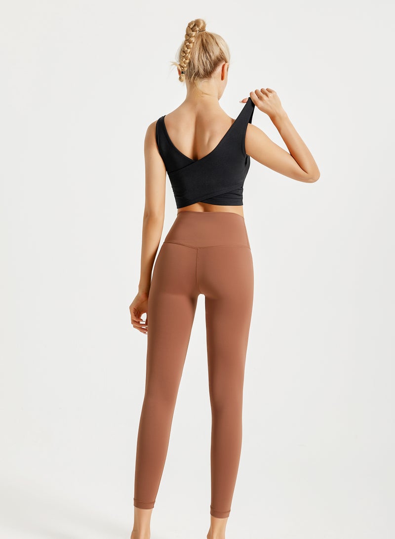 Loquat Women Quick Dry Breathable Yoga Leggings Brown  - Image 2