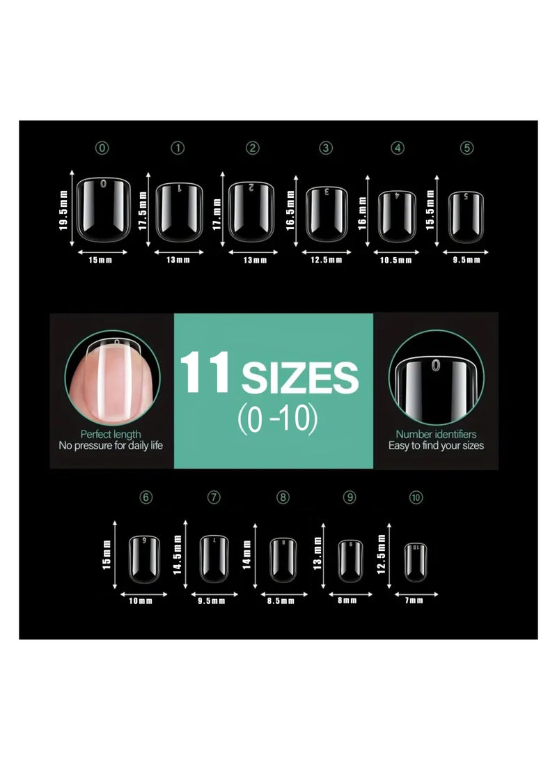 brunson Soft Gel Tips Nail Extension 500pcs Medium Round Square Glossy C Curve Clear False Nail Tips - Image 4