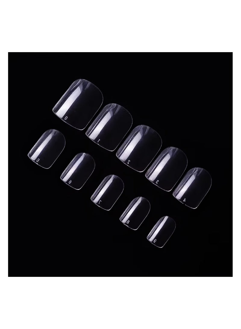 brunson Soft Gel Tips Nail Extension 500pcs Medium Round Square Glossy C Curve Clear False Nail Tips - Image 5