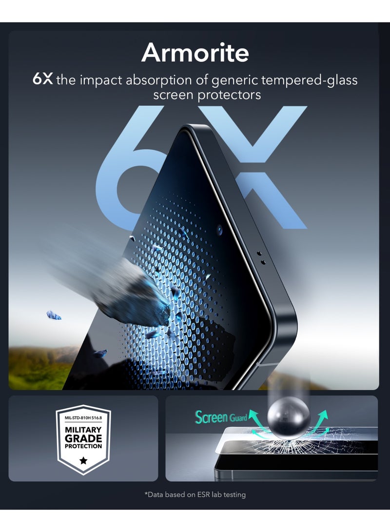 اي اس ار ESR 2 Pack 9H+ Glass for Samsung Galaxy S26 Ultra Screen Protector, Military-Grade Protection, Shatterproof, Anti-Reflective Coating, Armorite Ultra-Tough Tempered Glass with UltraFit Tray clear - Image 4