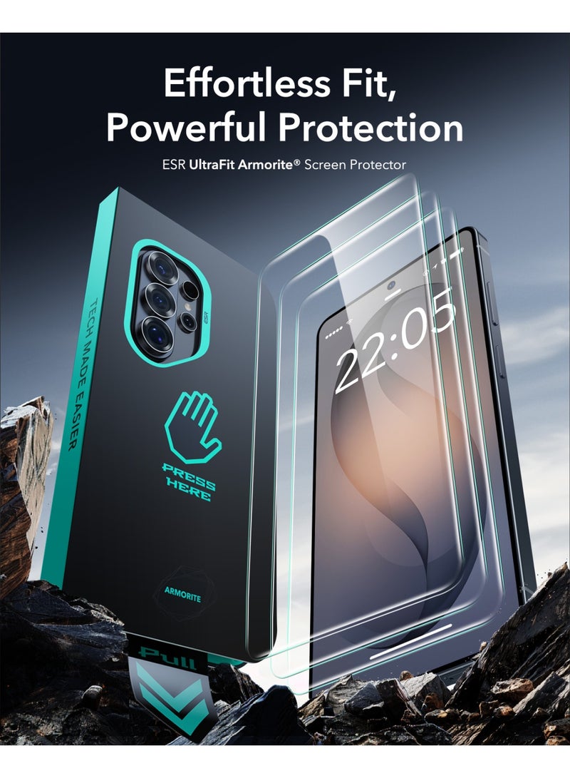 اي اس ار ESR 2 Pack 9H+ Glass for Samsung Galaxy S26 Ultra Screen Protector, Military-Grade Protection, Shatterproof, Anti-Reflective Coating, Armorite Ultra-Tough Tempered Glass with UltraFit Tray clear - Image 2