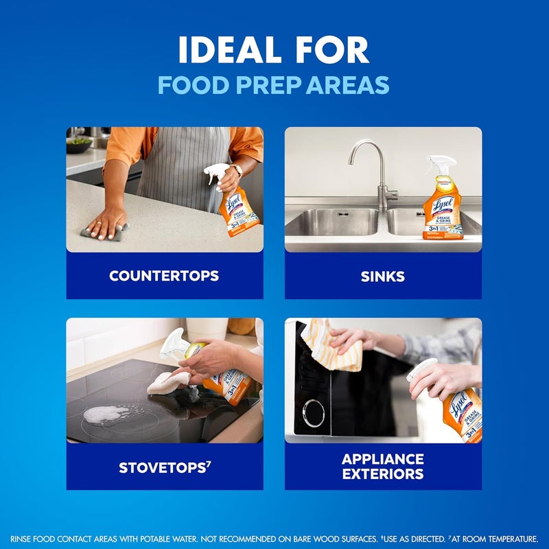 Lysol Pro Kitchen Spray Cleaner and Degreaser, Antibacterial All Purpose Cleaning Spray for Kitchens, Countertops, Ovens, and Appliances, Citrus Scent, 22oz - Image 2