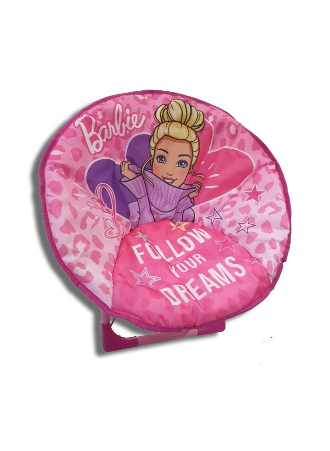 باربي كرسي "باربي" المريح للأطفال بتصميم (اتبع أحلامك) – كرسي دائري (Moon Chair) مبطن وقابل للطي لغرف الأطفال واللعب - Image 2