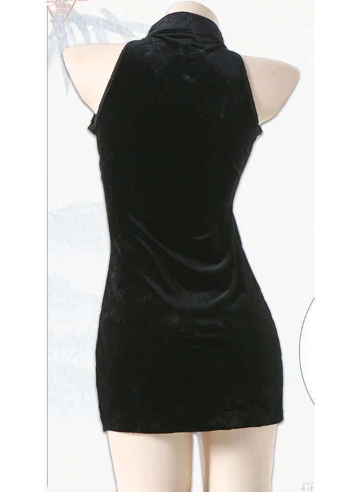 Women Chinese Cheongsam Qipao High Split Mini Dress - Image 2