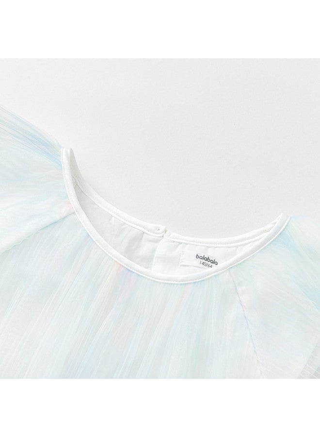 Balabala Girls' Dress 2025 New Summer Collection Sweet Gradient Tulle Dress For Big Girls - Image 4