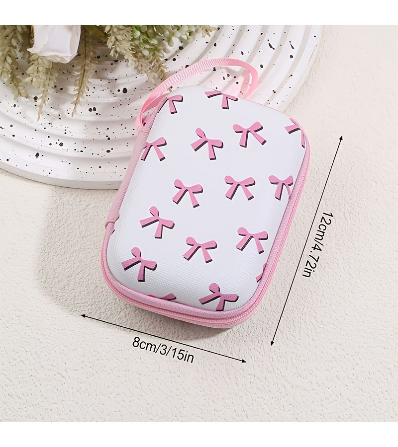 Blue Bow Leopard Print And Heart Zippered Storage Box For Dorm Desk Organizer Lightweight Portable Case Suitable For Headphones Earphones Cables cameras Tech Holder Travel - Image 3