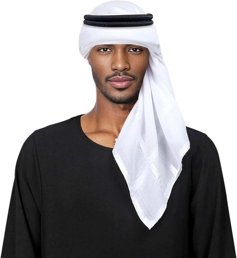 PURFUN Men's Large Arab Shemagh Headscarf Muslim Headcover Shawl Keffiyeh Arabic Scarf - Image 1