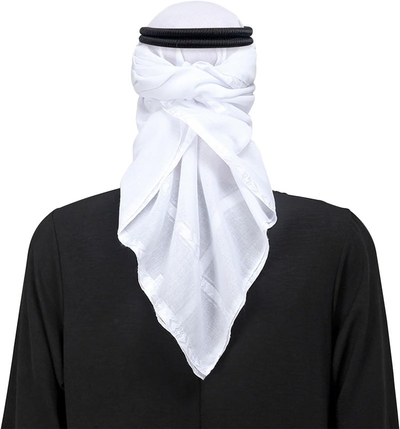 PURFUN Men's Large Arab Shemagh Headscarf Muslim Headcover Shawl Keffiyeh Arabic Scarf - Image 2