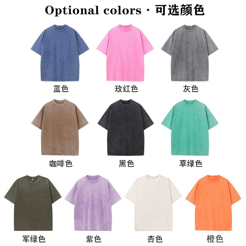 American Washed Short-Sleeved Women'S Export New Hip-Hop Loose Top Summer Trendyy Old T-Shirt - Image 3