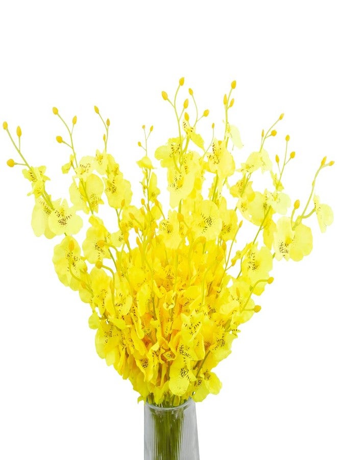 FERIAL 12 Pcs Artificial Flowers Orchids Silk Flowers Fake Orchid in Bulk Artificial Flowers Long Stem 20" Yellow Dancing Orchids Flower for Wedding Home Office Party Festive Decoration - Image 1