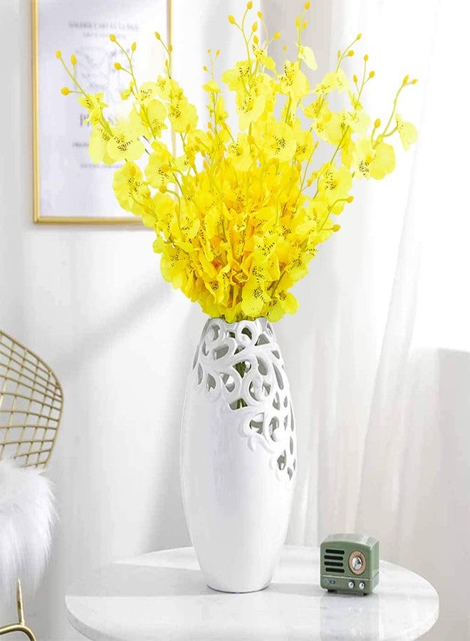 FERIAL 12 Pcs Artificial Flowers Orchids Silk Flowers Fake Orchid in Bulk Artificial Flowers Long Stem 20" Yellow Dancing Orchids Flower for Wedding Home Office Party Festive Decoration - Image 2