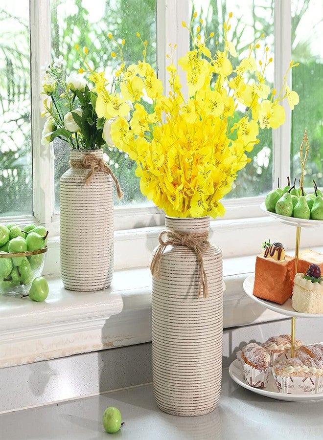 FERIAL 12 Pcs Artificial Flowers Orchids Silk Flowers Fake Orchid in Bulk Artificial Flowers Long Stem 20" Yellow Dancing Orchids Flower for Wedding Home Office Party Festive Decoration - Image 4