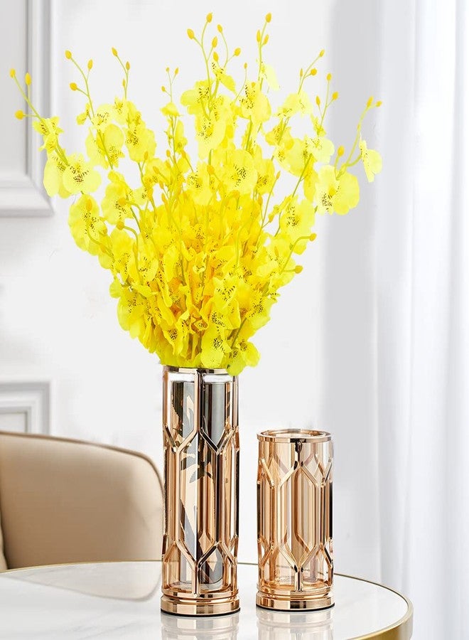 FERIAL 12 Pcs Artificial Flowers Orchids Silk Flowers Fake Orchid in Bulk Artificial Flowers Long Stem 20" Yellow Dancing Orchids Flower for Wedding Home Office Party Festive Decoration - Image 3