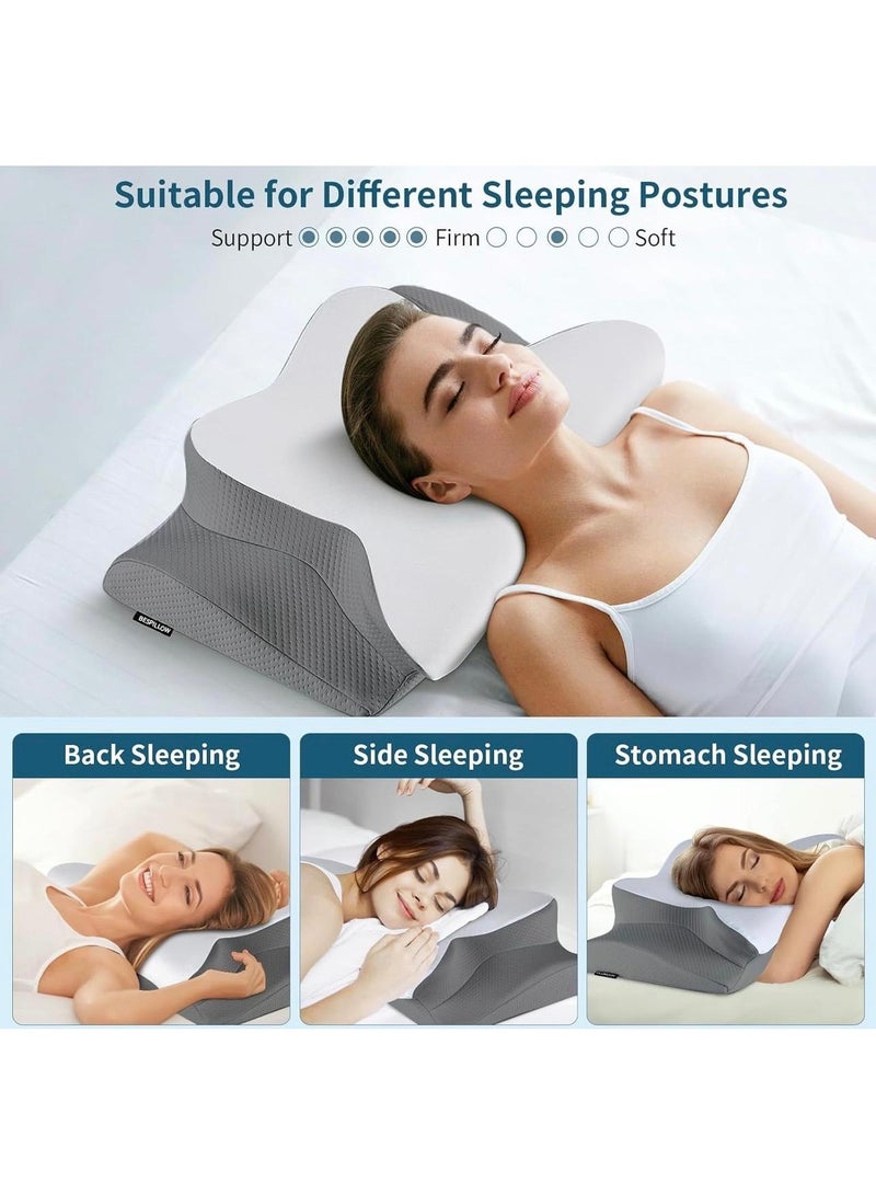 بي كير  وسادة فوم جيل (Memory Foam) بـ غطاء أبيض وجوانب رمادية (ZT-4006-2) - Image 5