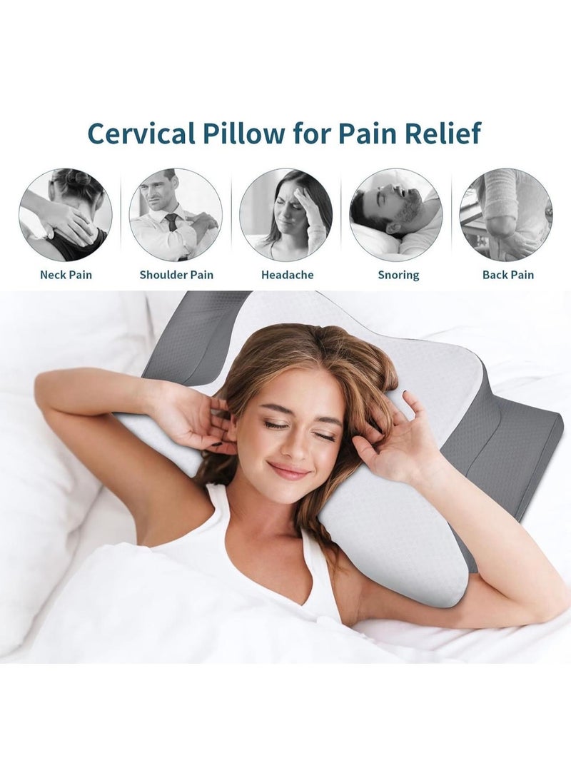 بي كير  وسادة فوم جيل (Memory Foam) بـ غطاء أبيض وجوانب رمادية (ZT-4006-2) - Image 3