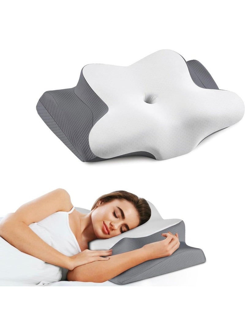 بي كير  وسادة فوم جيل (Memory Foam) بـ غطاء أبيض وجوانب رمادية (ZT-4006-2) - Image 1