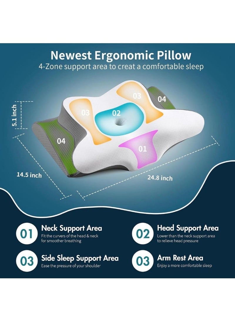 بي كير  وسادة فوم جيل (Memory Foam) بـ غطاء أبيض وجوانب رمادية (ZT-4006-2) - Image 2