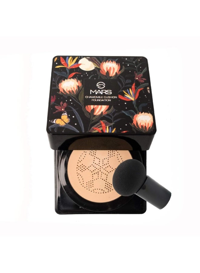 مارس كريم أساس MARS Chamomile Cushion Full Foundation مع أداة تطبيق | لمسة نهائية ندية وسهلة المزج، كريم أساس مغذي لمكياج الوجه (20 جم) (اللون 02)، مناسب لجميع أنواع البشرة - Image 1