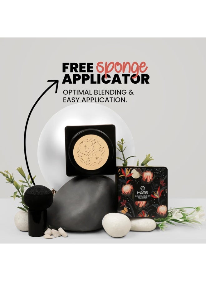 مارس كريم أساس MARS Chamomile Cushion Full Foundation مع أداة تطبيق | لمسة نهائية ندية وسهلة المزج، كريم أساس مغذي لمكياج الوجه (20 جم) (اللون 02)، مناسب لجميع أنواع البشرة - Image 2