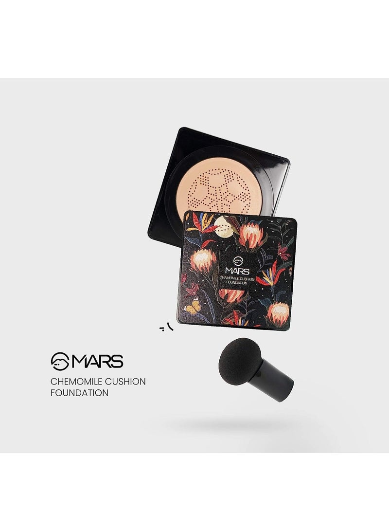 مارس كريم أساس MARS Chamomile Cushion Full Foundation مع أداة تطبيق | لمسة نهائية ندية وسهلة المزج، كريم أساس مغذي لمكياج الوجه (20 جم) (اللون 02)، مناسب لجميع أنواع البشرة - Image 3