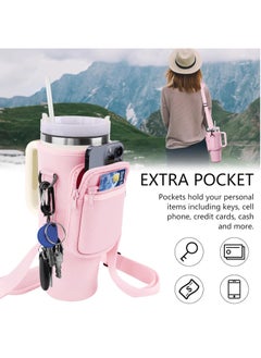 Water Bottle Carrier Bag for Stanley 40oz Tumbler, Water Bottle Holder with Pouch and Adjustable Strap, Sleeve Accessories with Pocket for 40oz Cup (Pink) - pzsku/Z563721AE901DB8CAE670Z/45/_/1721725635/e39e2b28-cddd-472e-a950-c5c6877e102e