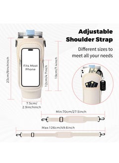 Arabest Water Bottle Carrier Bag for Stanley 40oz Tumbler, Water Bottle Holder with Pouch and Adjustable Strap, Sleeve Accessories with Pocket for 40oz Cup (Pink)  - Image 4