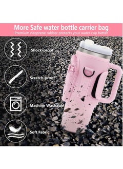 Water Bottle Carrier Bag for Stanley 40oz Tumbler, Water Bottle Holder with Pouch and Adjustable Strap, Sleeve Accessories with Pocket for 40oz Cup (Pink) - pzsku/Z563721AE901DB8CAE670Z/45/_/1721725821/7157eea1-c941-4db4-ba81-5d09c7026f4b