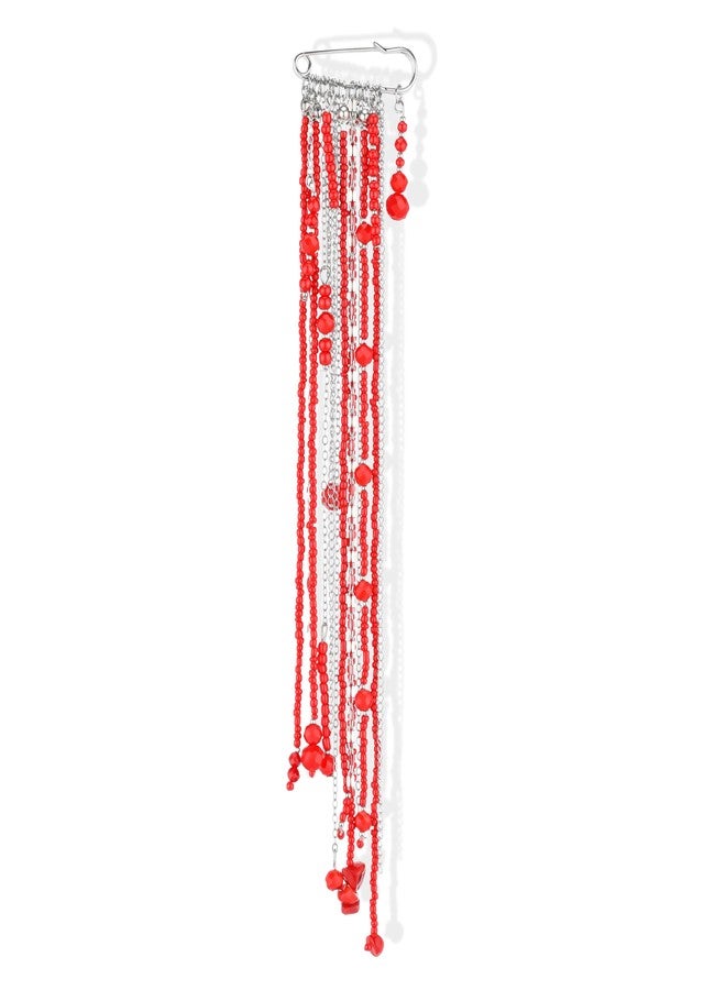 Thalireth Boho Beaded Tassel Chain Brooch for Women Men Vintage Bohemian Dangle Brooch for Suit Sweater Clothes Accessories - Image 1