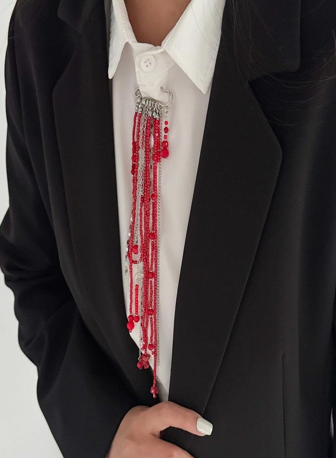 Thalireth Boho Beaded Tassel Chain Brooch for Women Men Vintage Bohemian Dangle Brooch for Suit Sweater Clothes Accessories - Image 5