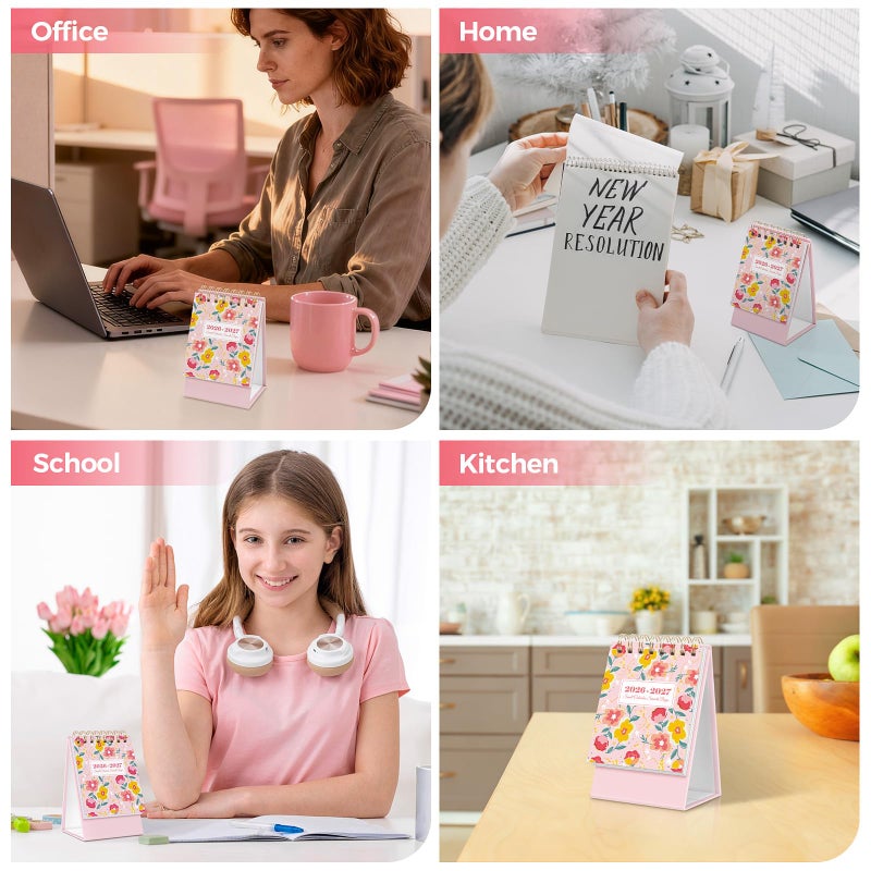 KONVINIT Small Desk Calendar 2026-2027, Floral 2026 Desk Calendar - Runs From January 2026 Until December 2027, 24 Months Mini Desktop Calendar 2026 for School, Home & Office Supplies - Image 4