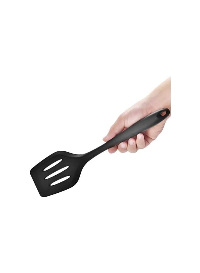 S-TOP 11 Pcs Silicone Kitchen Utensils Set Heat Resistant Cooking Tools for Non Stick Cookware Easy to Clean Kitchen Baking Kit with Holder, Black - Image 3