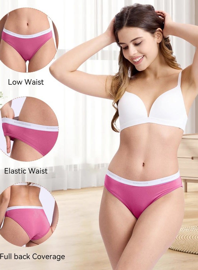 BAMBOO COOL Womens Underwear Soft Bikini High Cut Panties Stretch Moisture Wicking Panties for Women, 5-Pack - Image 5