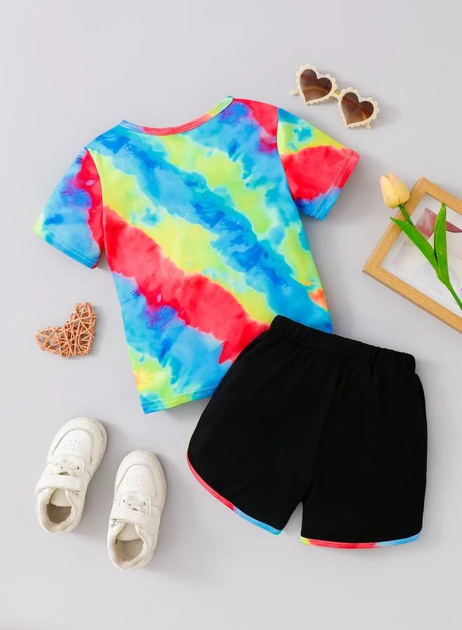 Take Two Girls Tie-Dye Heart T-Shirt and Shorts Set