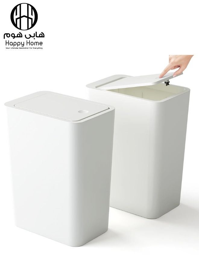 Happy Home 10L Trash Can with Lid, Compact Space-Saving Garbage Bin for Kitchen, Bathroom, Office, Bedroom, Dorm & Toilet, Secure Covered Wastebasket with Push Button Opening, Removable Easy-Clean Inner Liner, Slim Corner Design for Small Spaces - Image 1