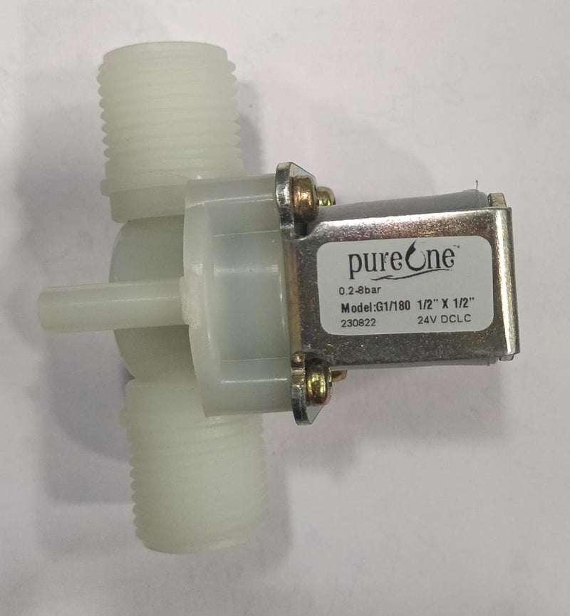 PUREONE 24V 12 12 Thread Solenoid Valve For All Ro Water Purifiers Pureone Genuine Sv black and white - Image 1